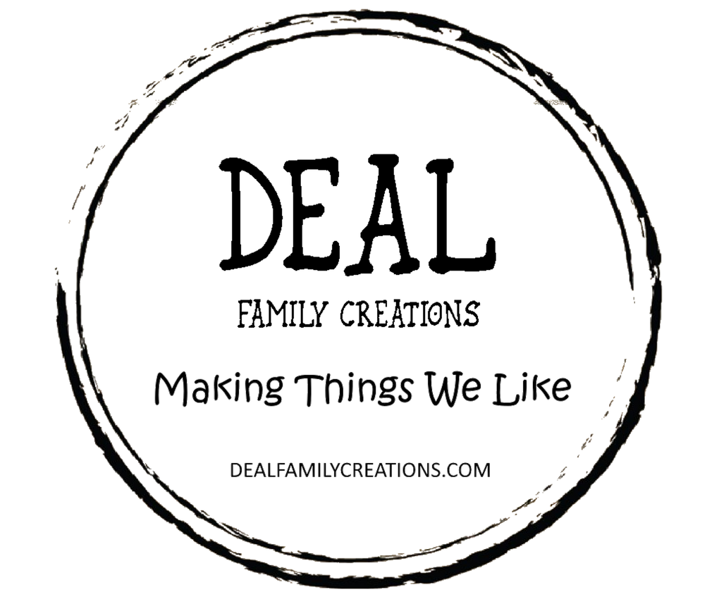 Circular logo with 'DEAL FAMILY CREATIONS' text and website URL on a white background