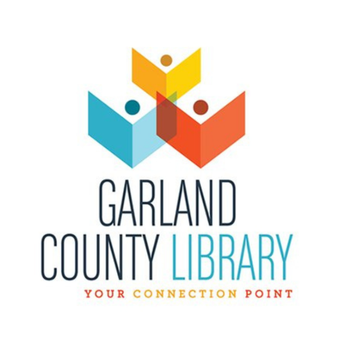 Garland County Library logo with colorful abstract shapes on a white background