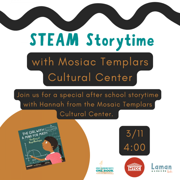 Mosaic Templars will be reading STEAM Storytime picture book The Girl with a Mind for Math on March 11 2026.