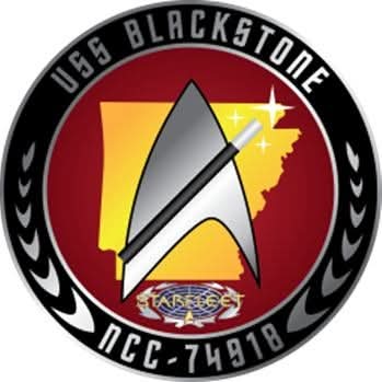 USS Blackstone logo with star trek starship emblem and text