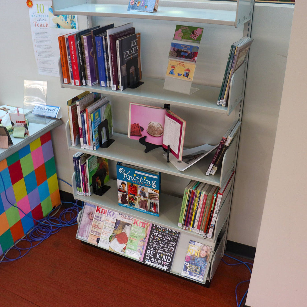 The Makerspace's collection of books about knitting, crocheting, sewing, and more.